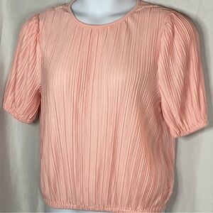 Chic Pleated Blouse in Soft Coral Pink